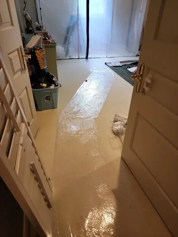 Standing water on a tile floor in a Canyon Country, CA home