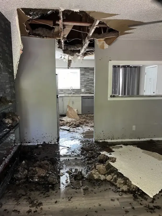 Ceiling leak water damage in a Canyon Country, CA home
