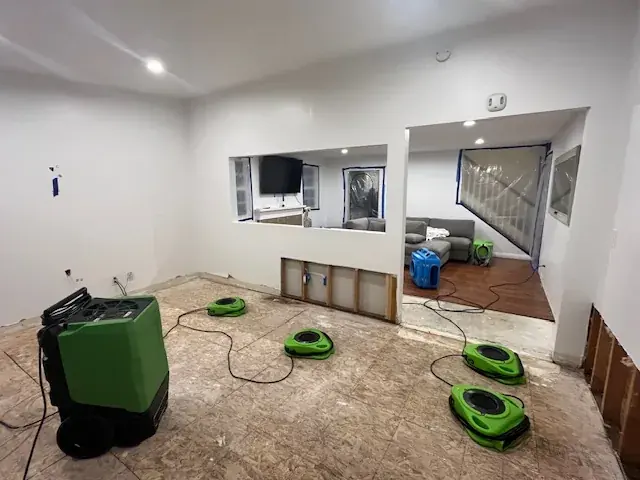 Dehumidifiers and air movers drying a Canyon Country, CA room